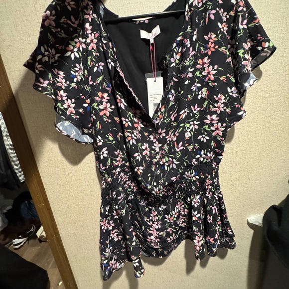 Parker Tops - Parker Black and Pink Floral Blouse